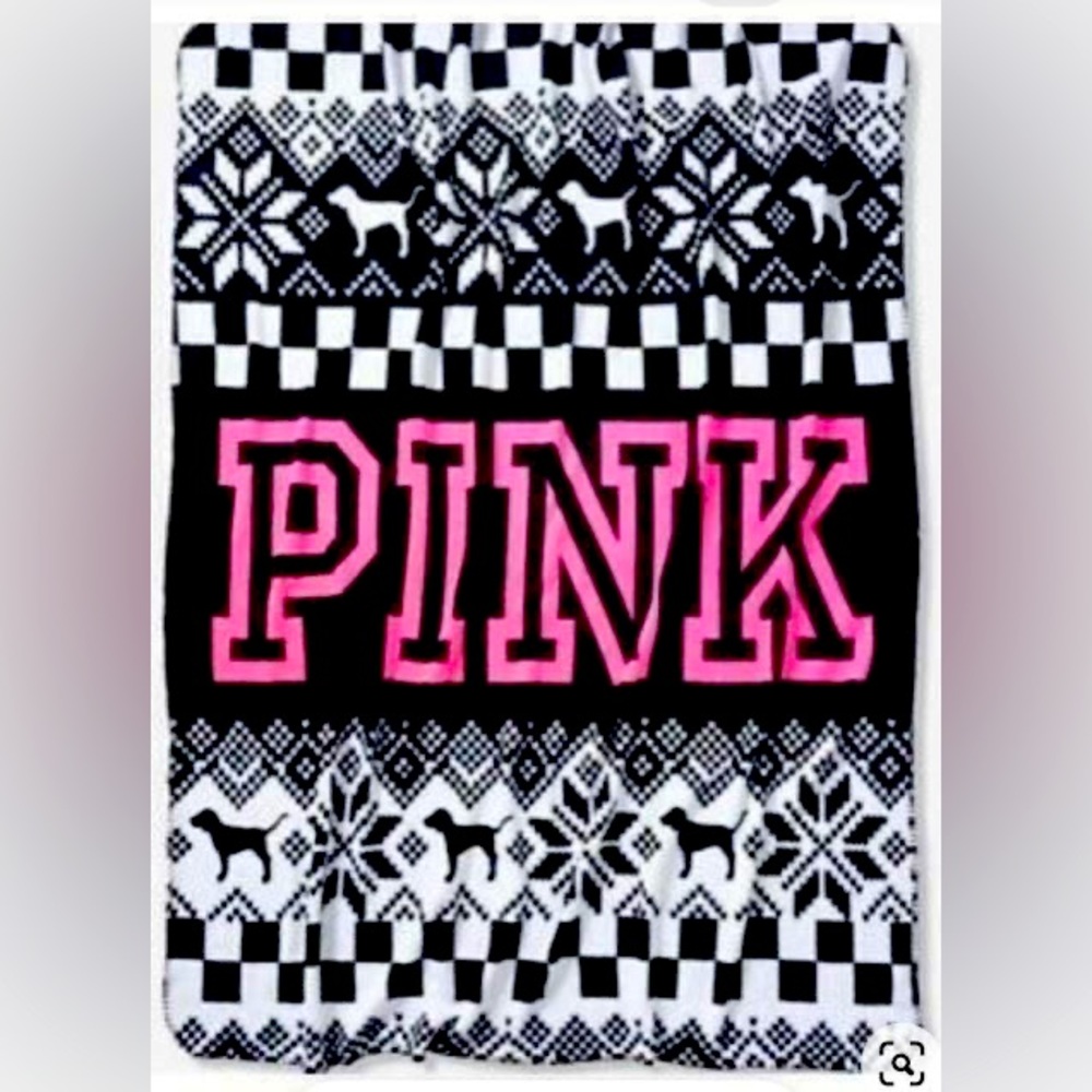 New Victoria Secret PINK holiday fleece blanket